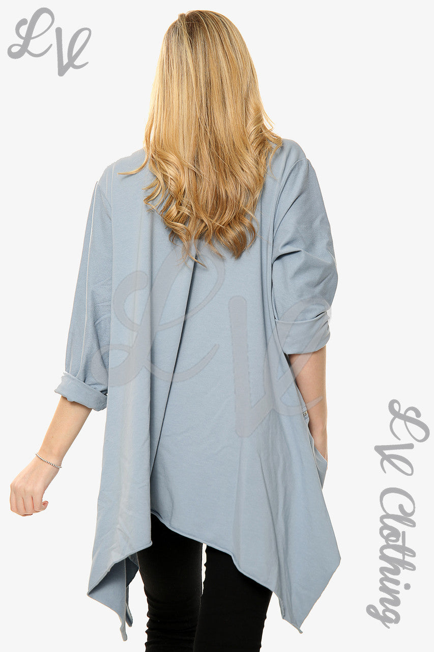 Dames sweatshirt met gedrapeerde zoom & ritssluiting, spijkerstof Eenheidsprijs WAS €11,99 NU €5,99