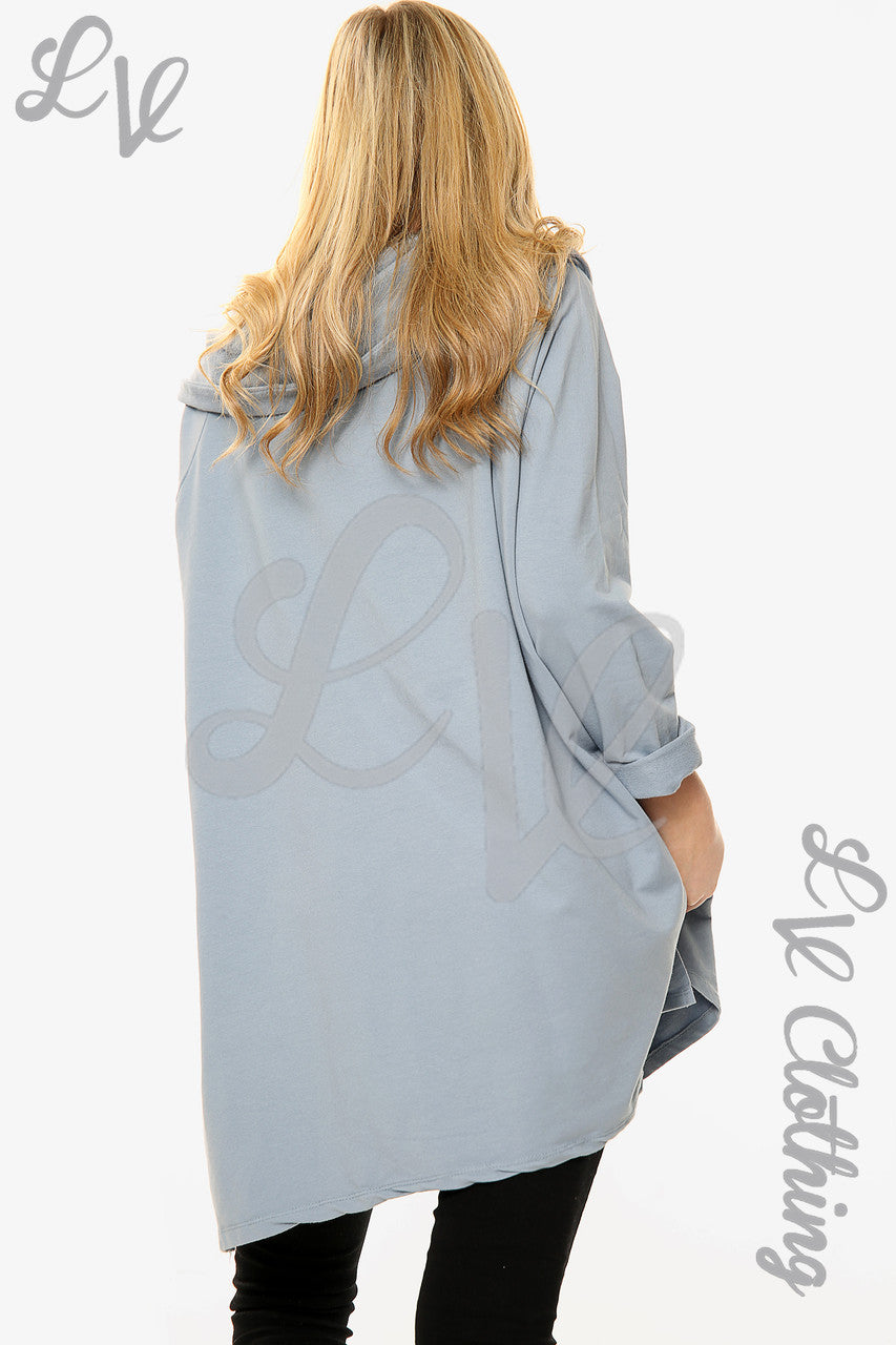 Dames Sweatshirt met Gedrapeerde Schouder Top Denim Prijs WAS €13,99 NU €6,99