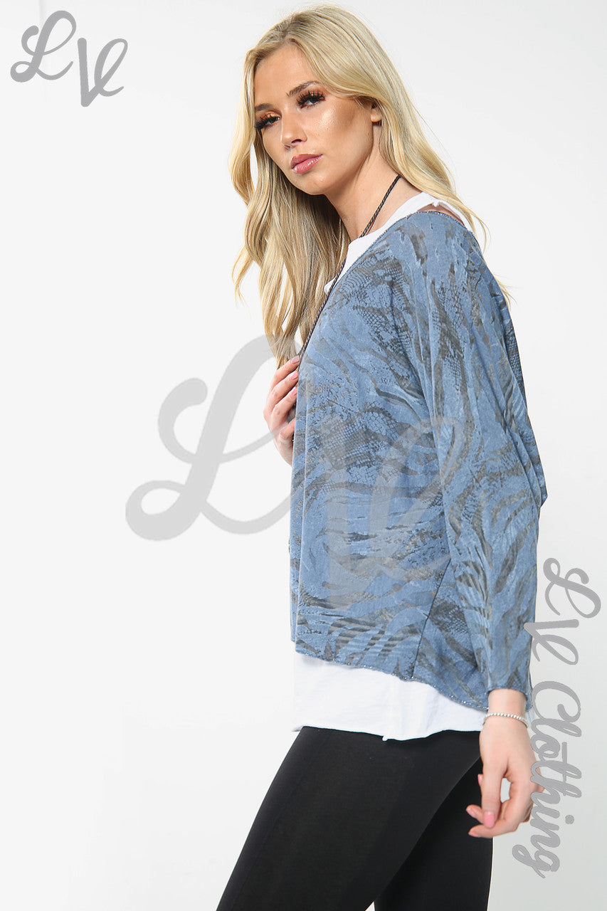 Dames 2-laags bedrukte kettingtop spijkerstof Eenheidsprijs WAS € 8,99 NU € 5,99