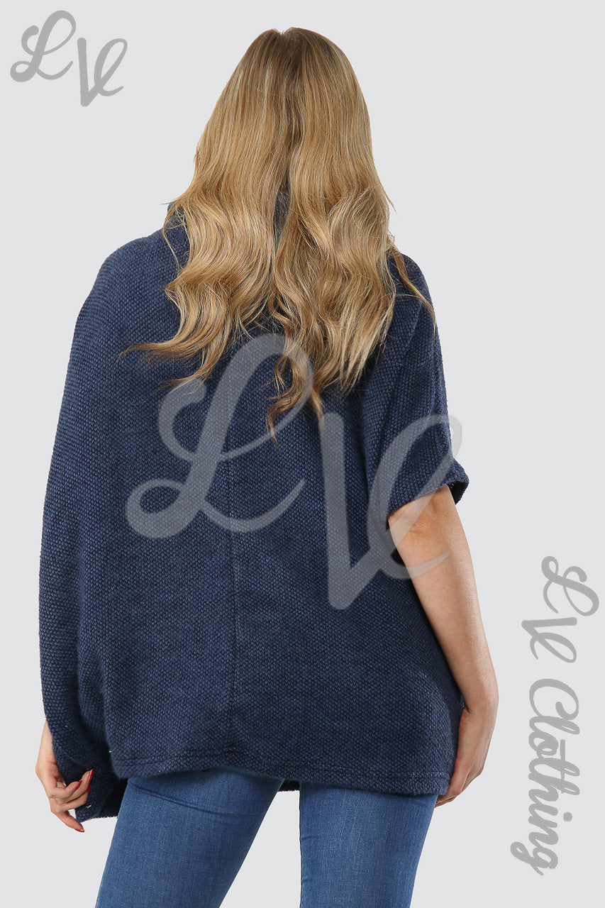 Ladies Cowl Neck Front Pocket Jumper Navy Unit Price £14.99