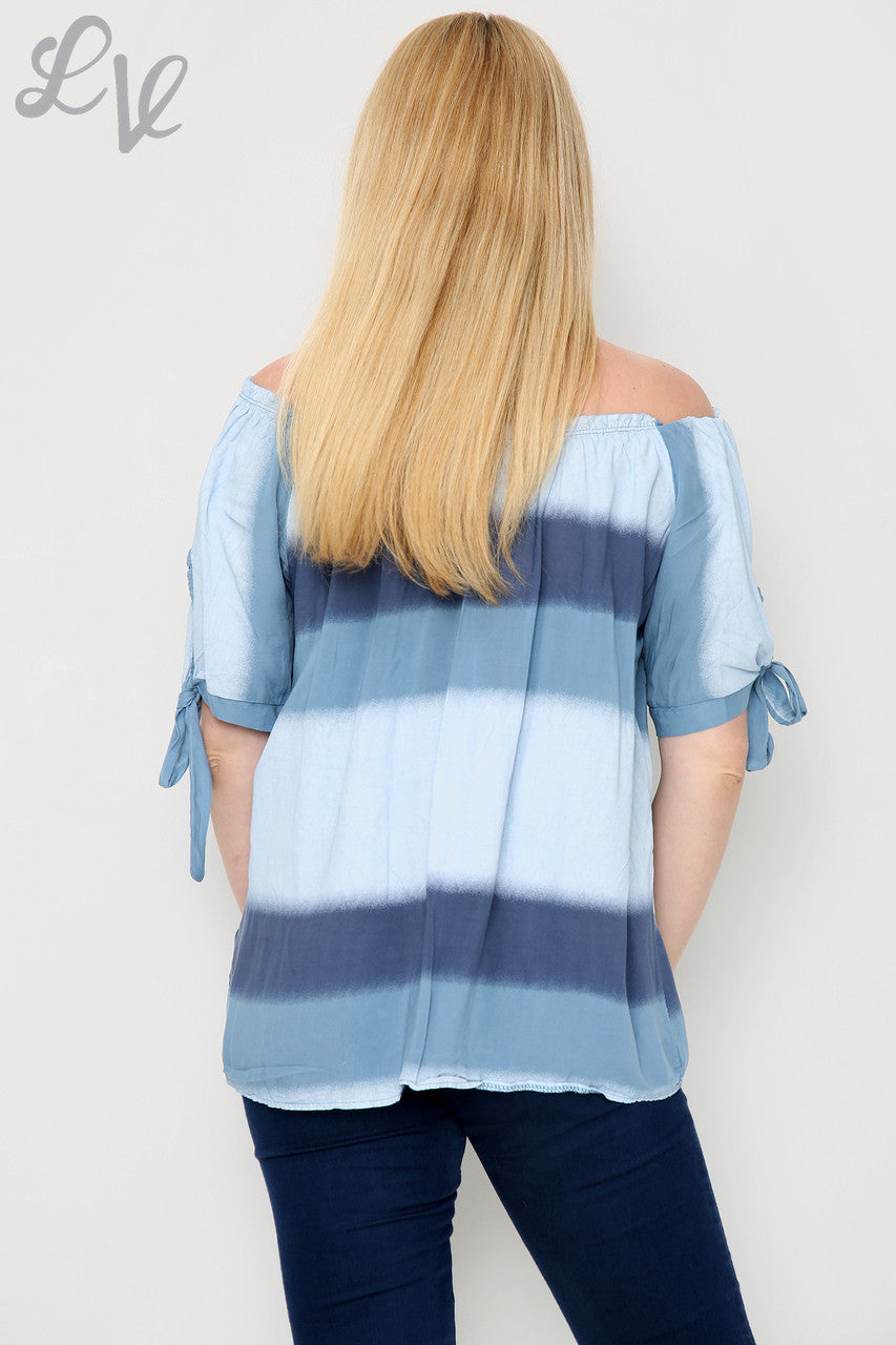 Dames Gypsy Tie Dye Print Top Denim - Prijs per eenheid €9,99