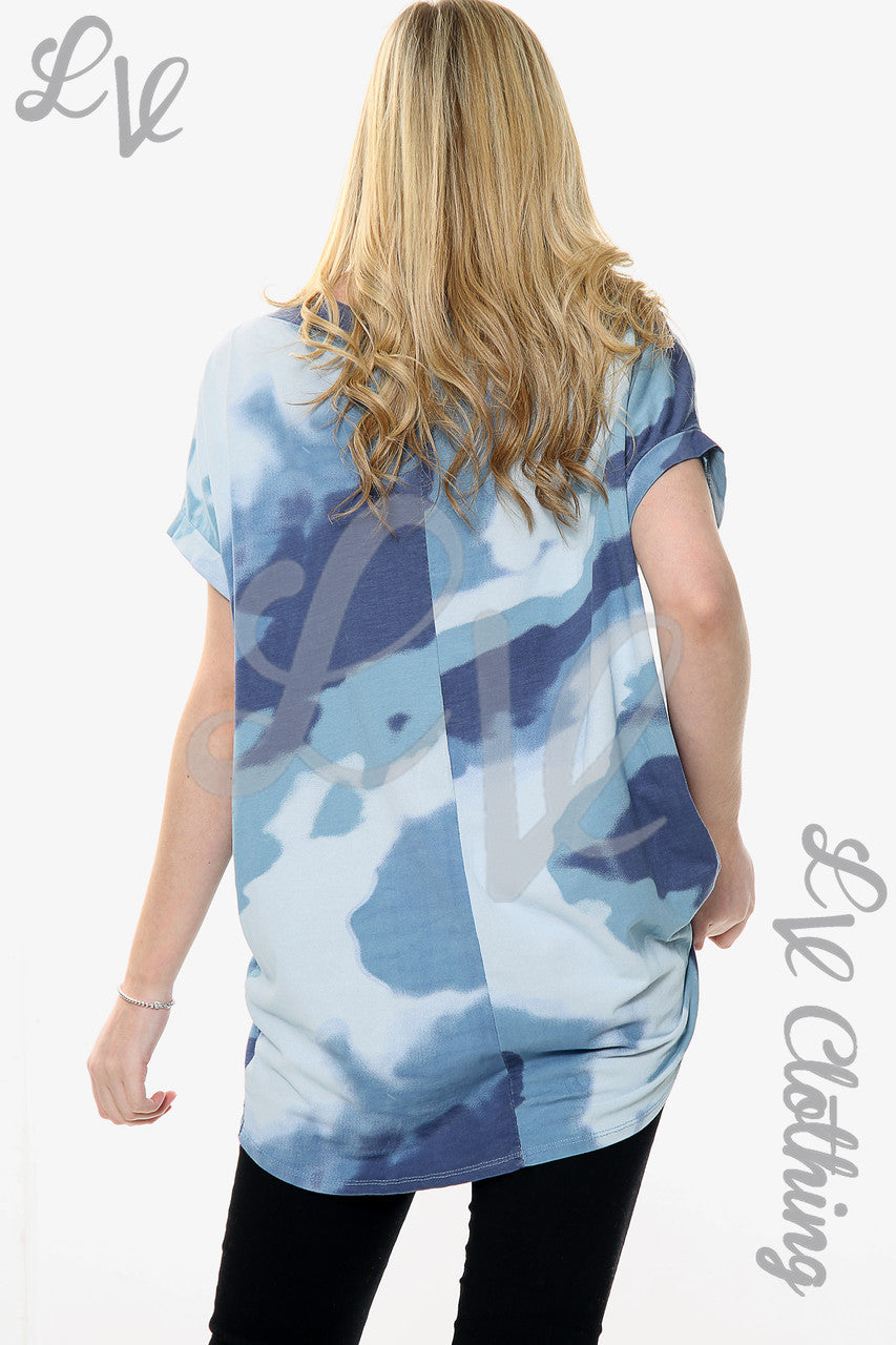 Dames Top met Aquarelprint Denim Stuksprijs €8,99