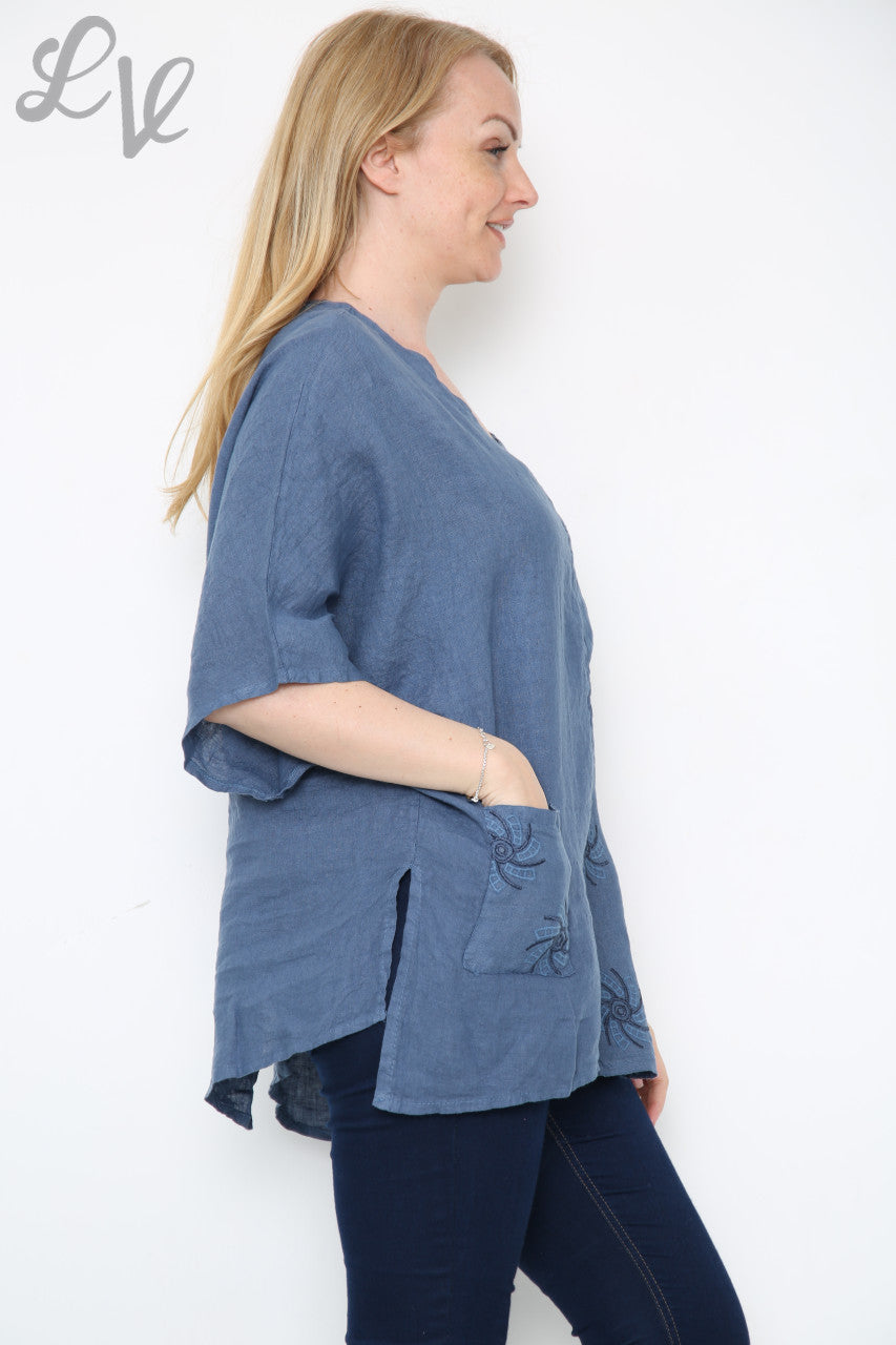 Dames Top Met Geborduurd Patroon Denim Stukprijs € 13,99