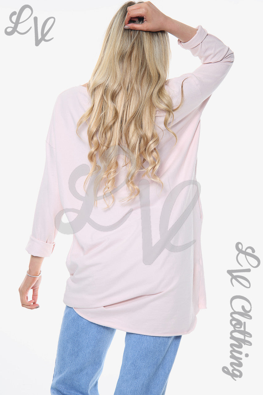 Ladies Love Script Sweatshirt Top Dusty Pink Unit Price £11.99