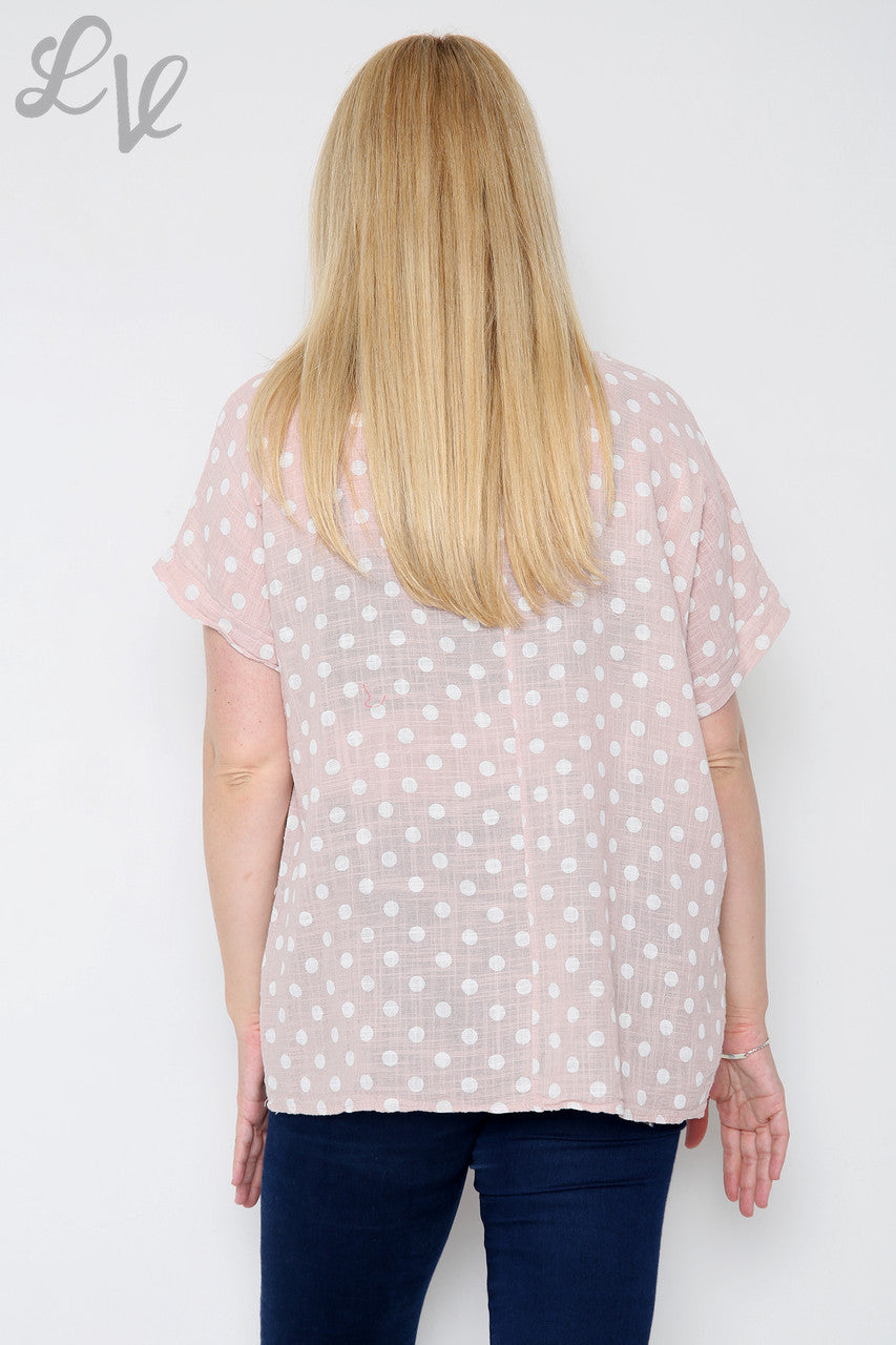 Dames Top met Polka Dot Print Dusty Roze Prijs per stuk £7,99