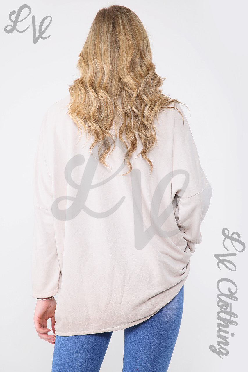 Ladies Circle Print Oversized Top With Scarf Dusty Pink - Unit Price £16.99