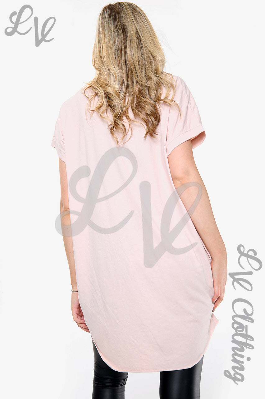 Dames Top met Grafische Verfstreep Stoffig Roze Stukprijs €8,99