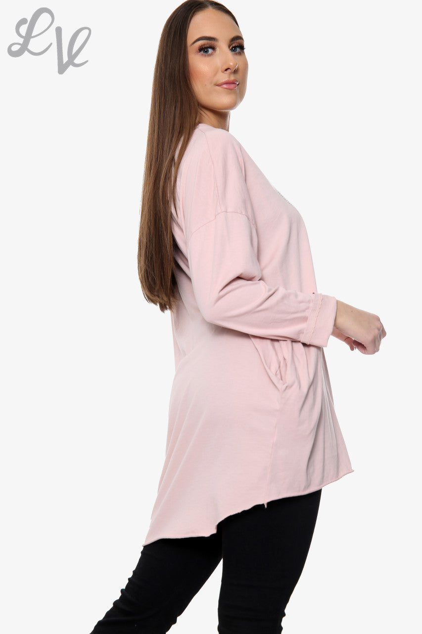 Dames Diamante Love Top Dusty Pink Prijs WAS €12,99 NU €6,49