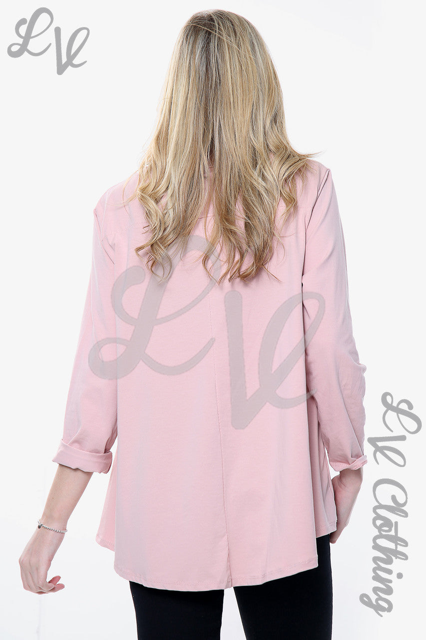 Dames 2 Harten Folie Grafisch Top Oudroze Stukprijs € 6,99