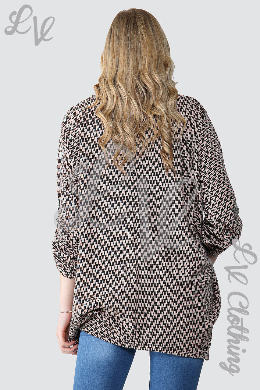 Dameshondentandprint tuniek trui met sjaal Dusty Pink - Eenheidsprijs £15,99