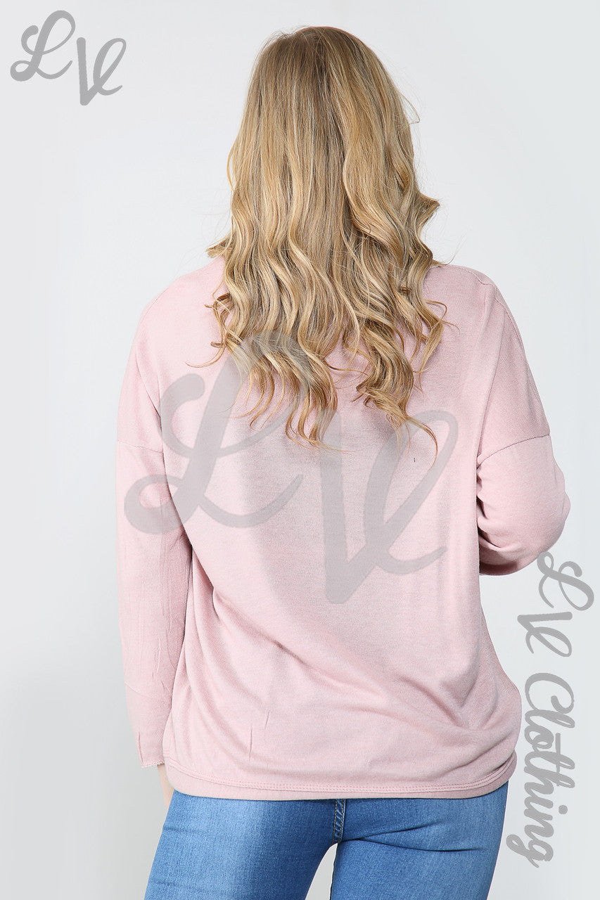 Dames Shimmer Ster Geborduurd Topje Dusty Roze - Prijs per stuk €11,99