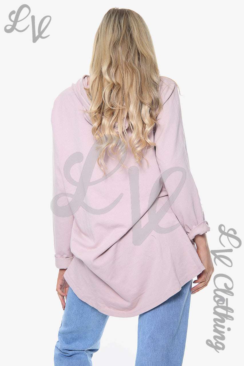 Dames Diamante Liefdeshart Hoodie Stoffig Roze Stukprijs WAS €14,99 NU €7,49