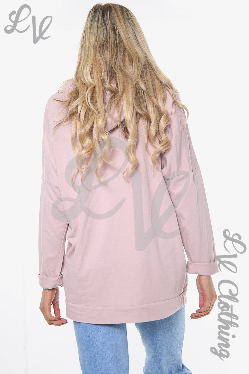 Dames Diamante Ster Capuchontrui Dusty Roze Prijs per stuk WAS £13,99 NU £6,99