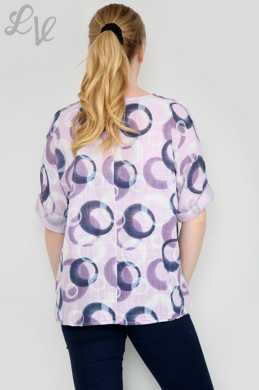 Ladies Circle Shapes Print Eenvoudige Top Stoffig Roze Prijs per stuk £6,99