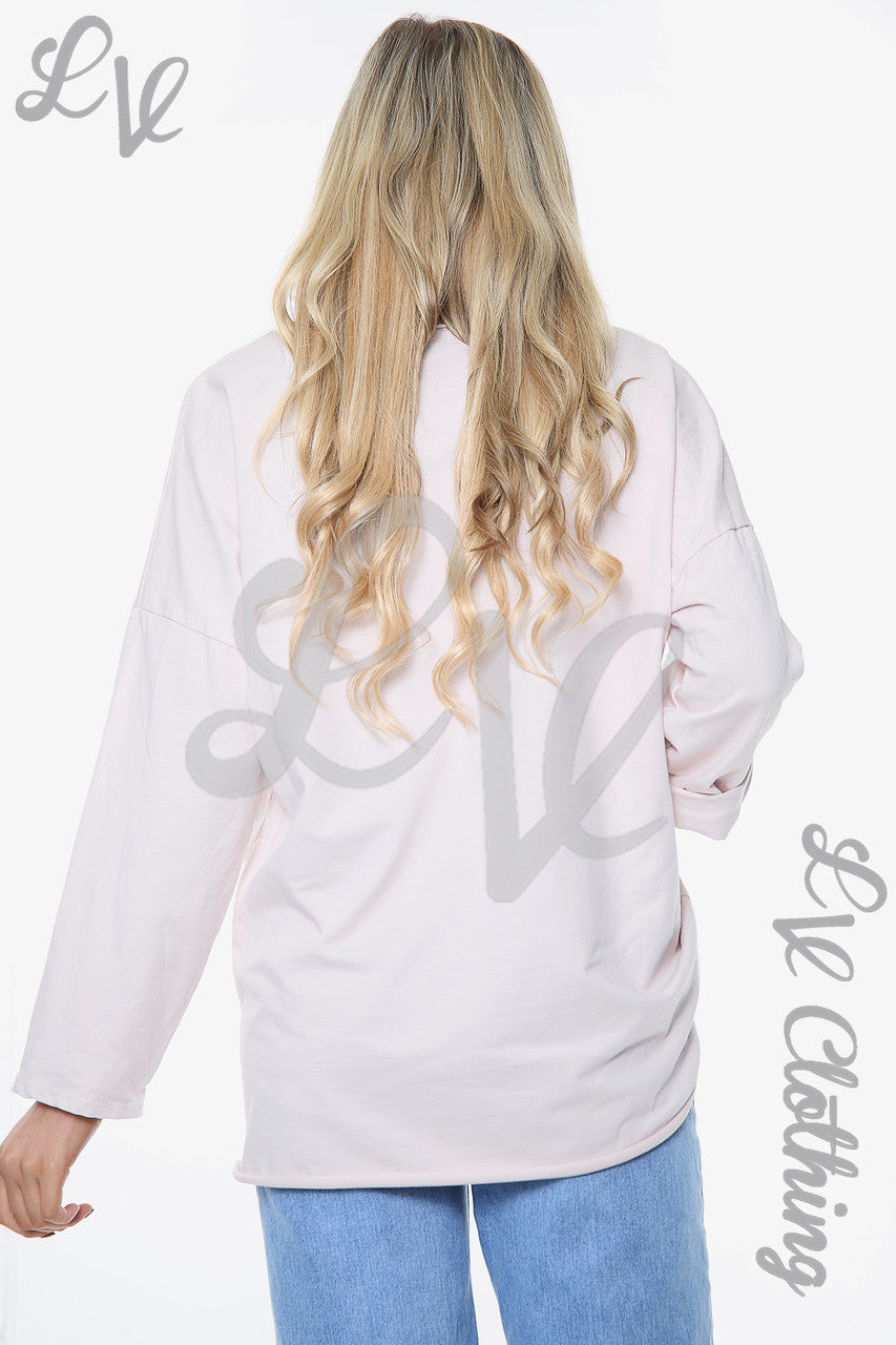 Ladies Sequin Shimmer Heart Top Dusty Pink Unit Price WAS £11.99 NOW £5.99