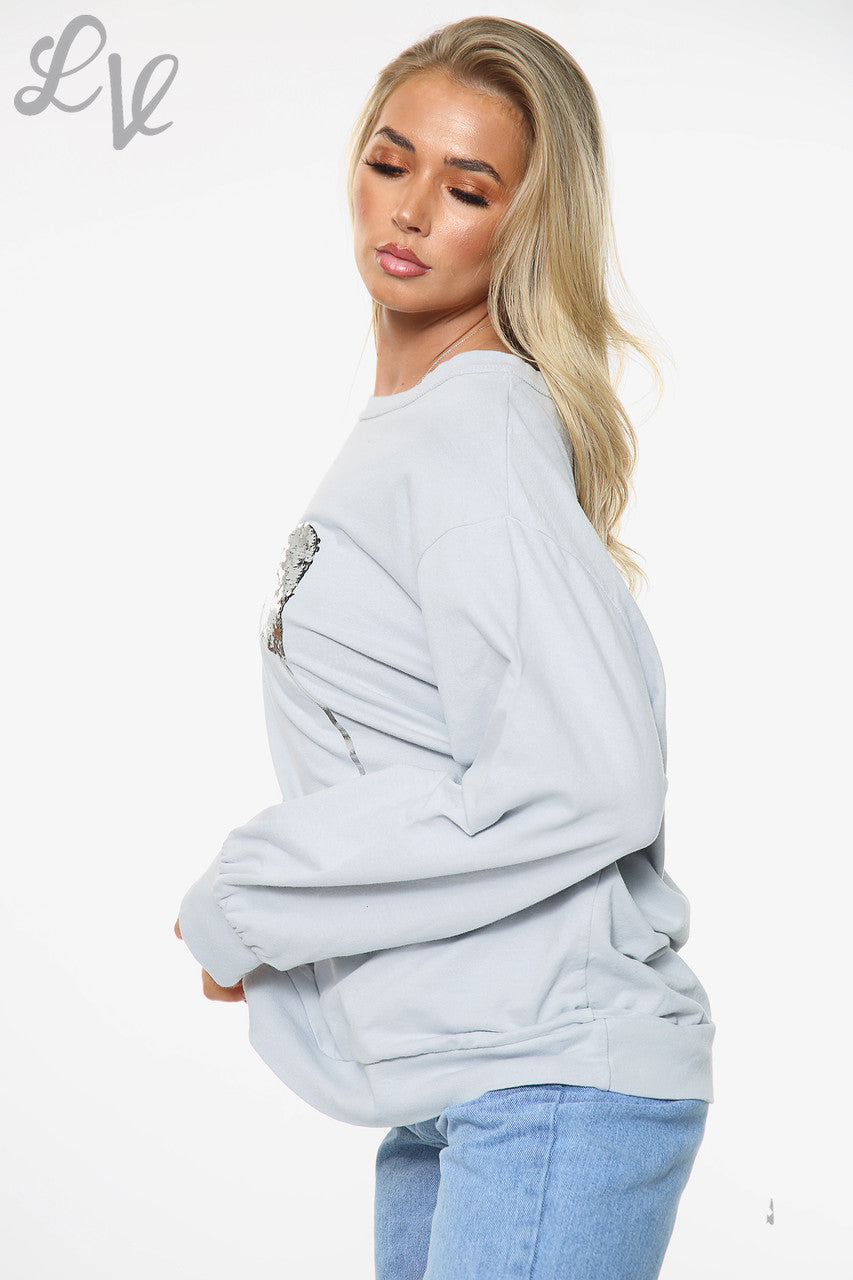 Dames 'Now Is All You Have' Folie Graphic Top Grijs Prijs WAS € 14,99 NU € 7,49