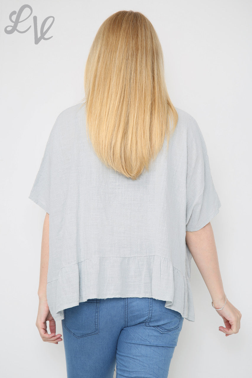 Dames Top met Rucheszoom en Halsketting Zilver Stukprijs €9,99