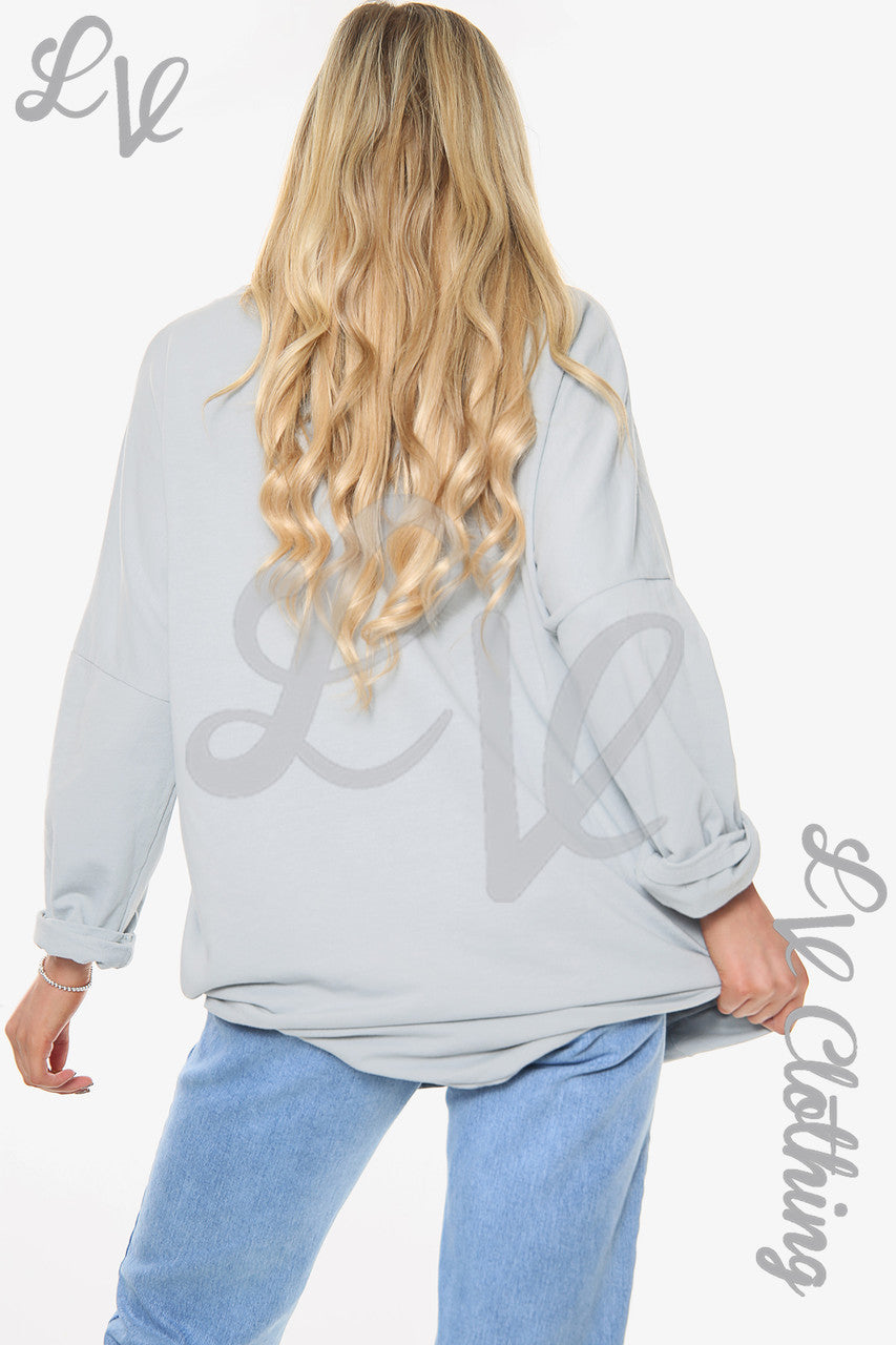 Dames Diamant Liefdeshart Sweatshirt Top Grijs Stukprijs WAS £14.99 NU £7.49