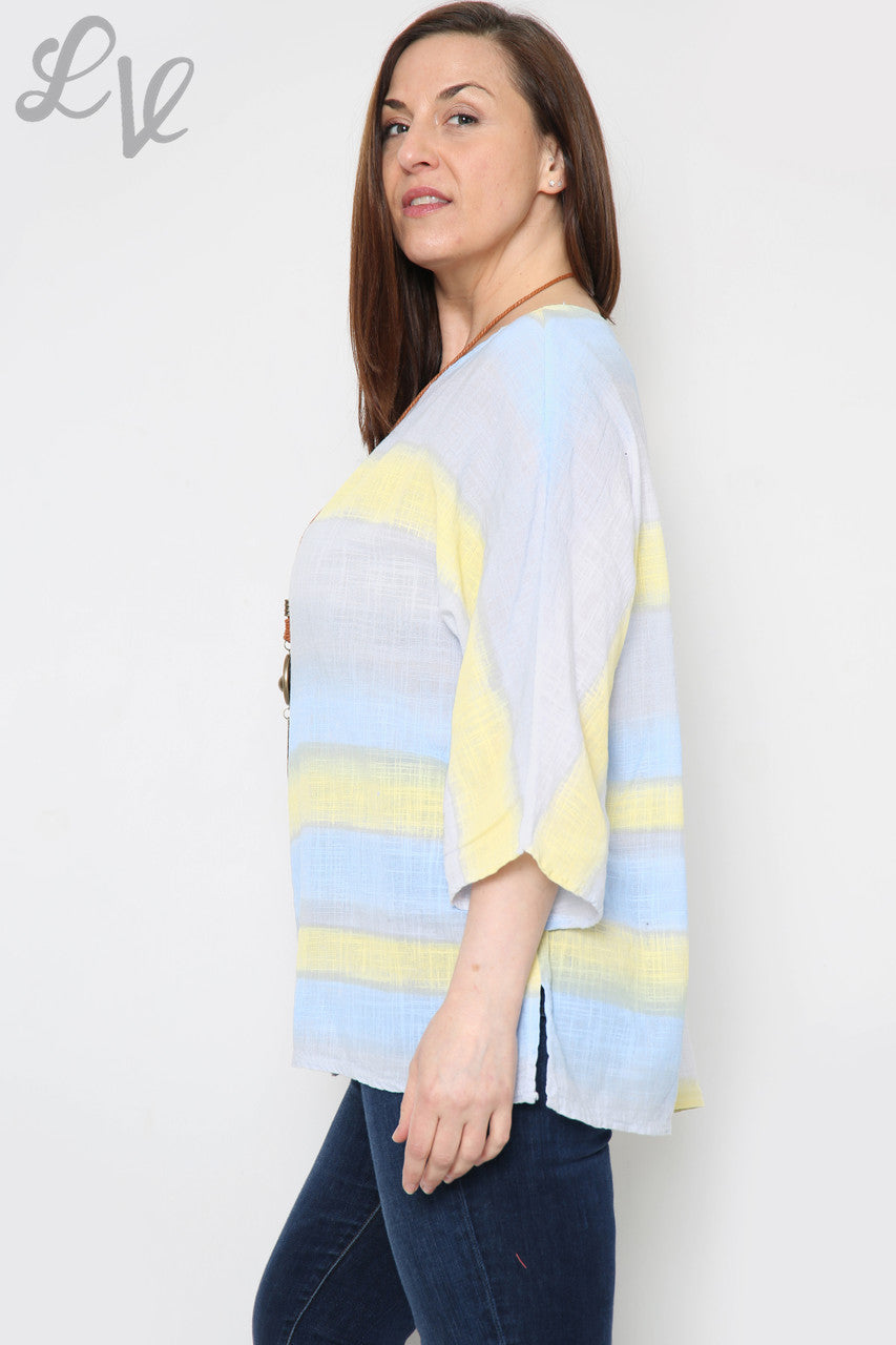 Ladies Ombre Colourful Striped Top Grey Unit Price £7.99