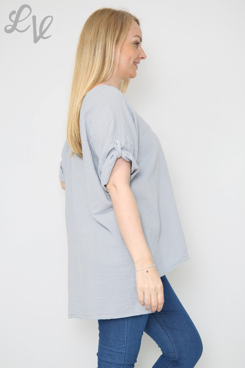 Dames Linnen Top met Zakken Grijs Prijs per stuk €9,99