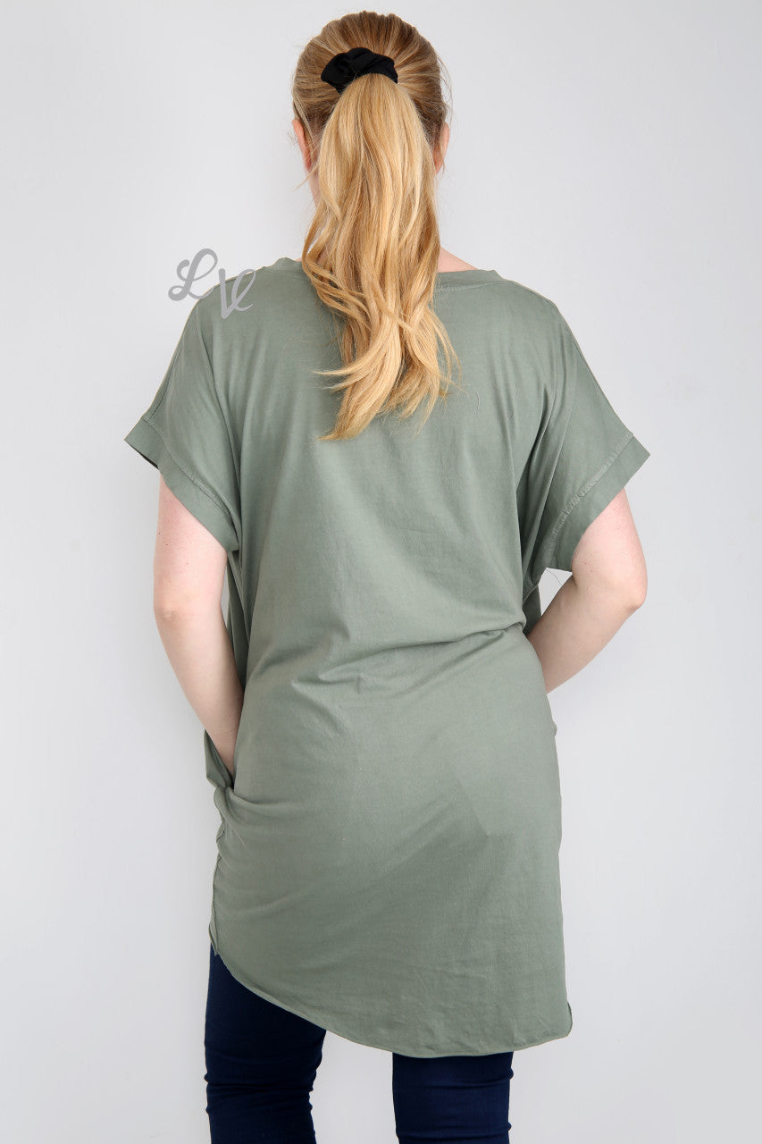 Dames Effen Eenvoudige Tuniek Top Kaki Prijs per eenheid €7,99