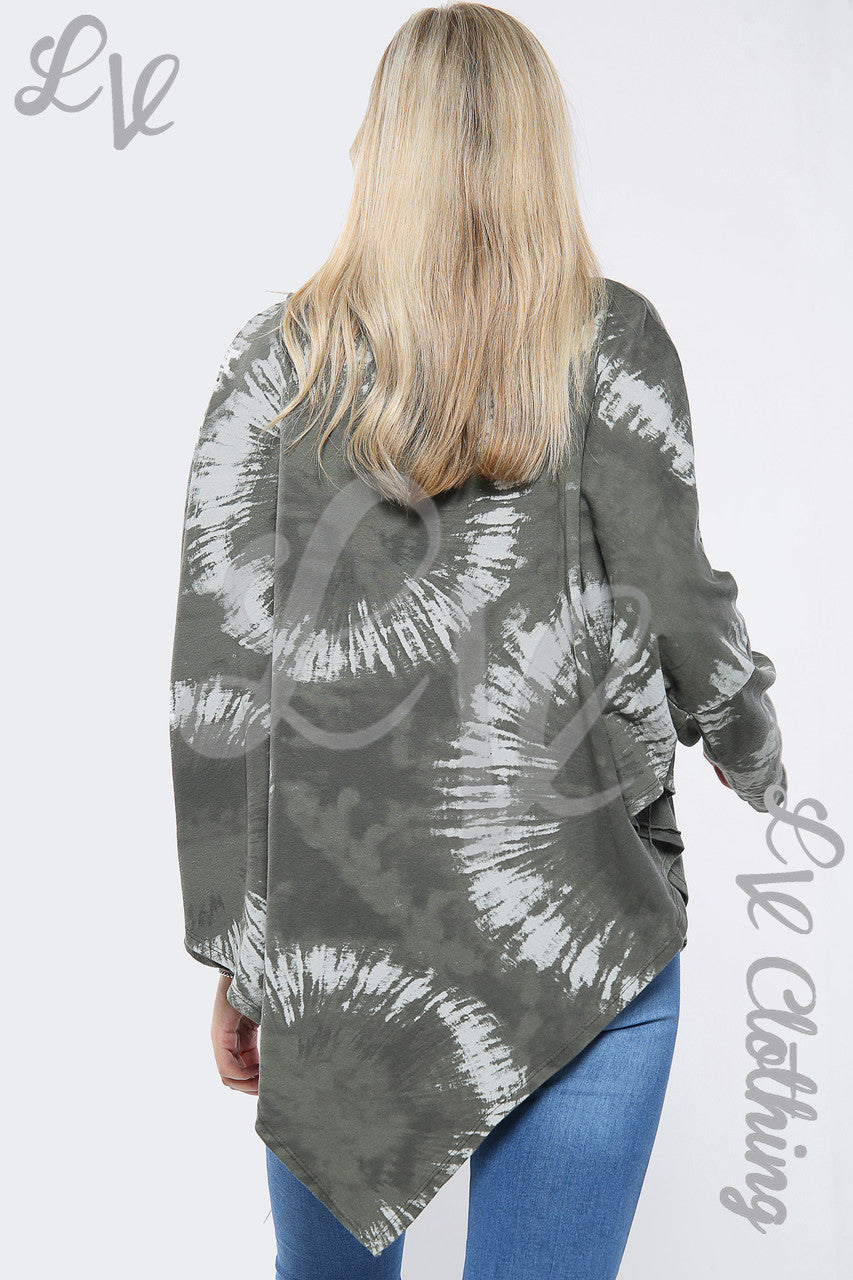 Dames V-Hals Top met Zure Wassing Kaki - Prijs per stuk € 8,99