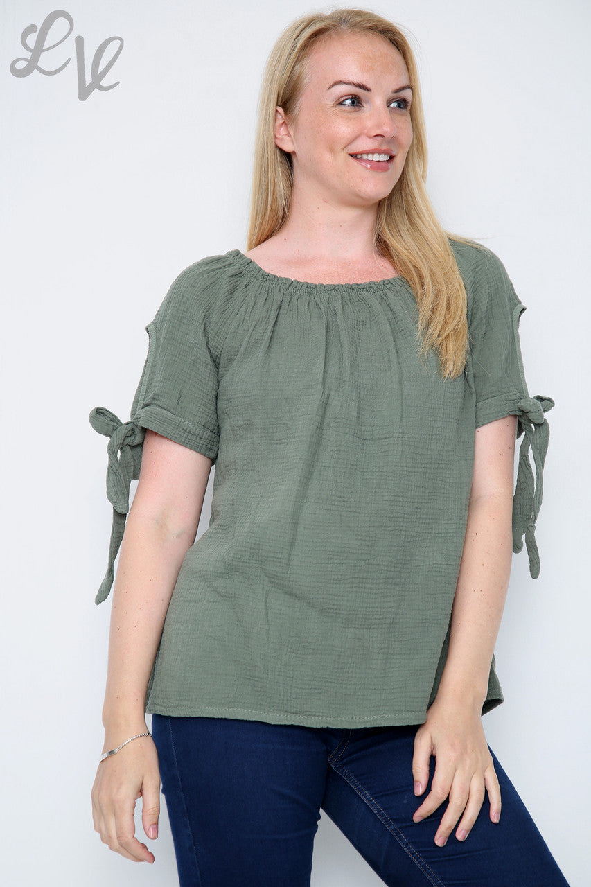 Dames Effen Gypsy Top Kaki