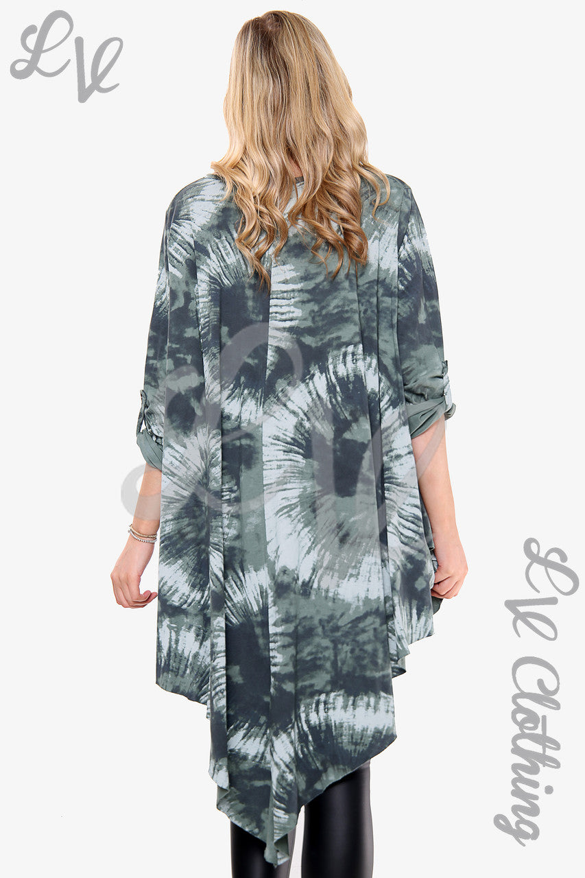 Dames Tie Dye Top met geplooide zoom Kaki Prijs per eenheid € 10,99