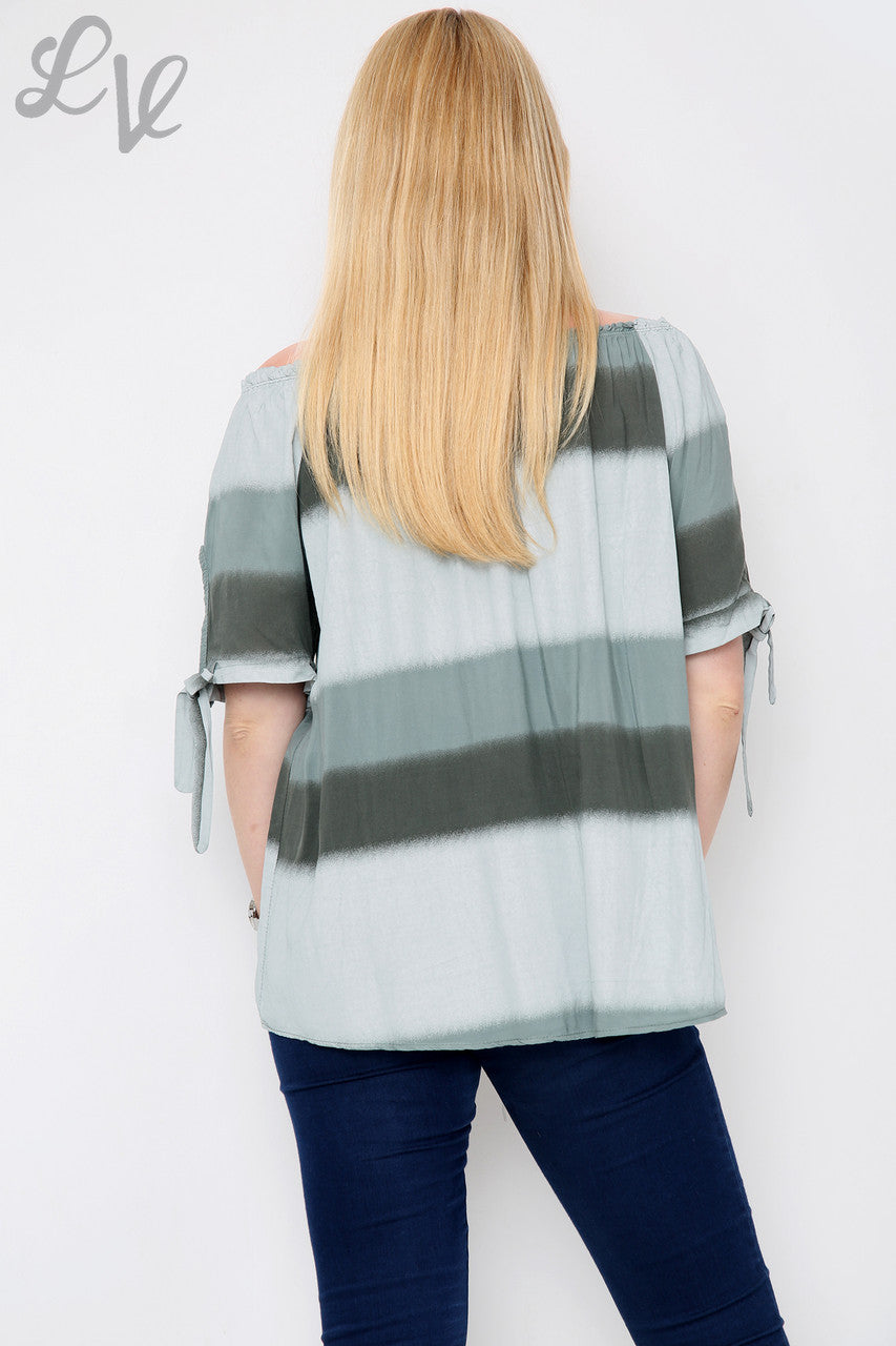 Dames Gypsy Tie-Dye Print Top Kaki - Stukprijs € 9,99