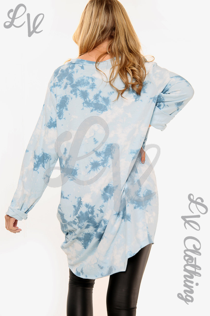 Ladies Cloud Print Sweatshirt Top Light Blue Unit Price £13.99