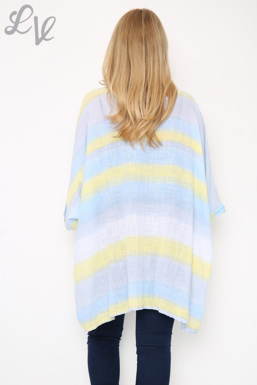 Dames Ombre Kleurrijke Batwing Top Lichtblauw Stukprijs € 10,99