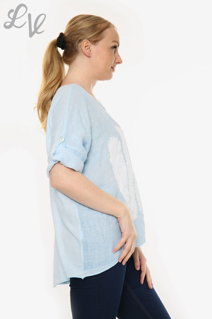 Dames gestreepte top lichtblauw eenheidsprijs € 12,99