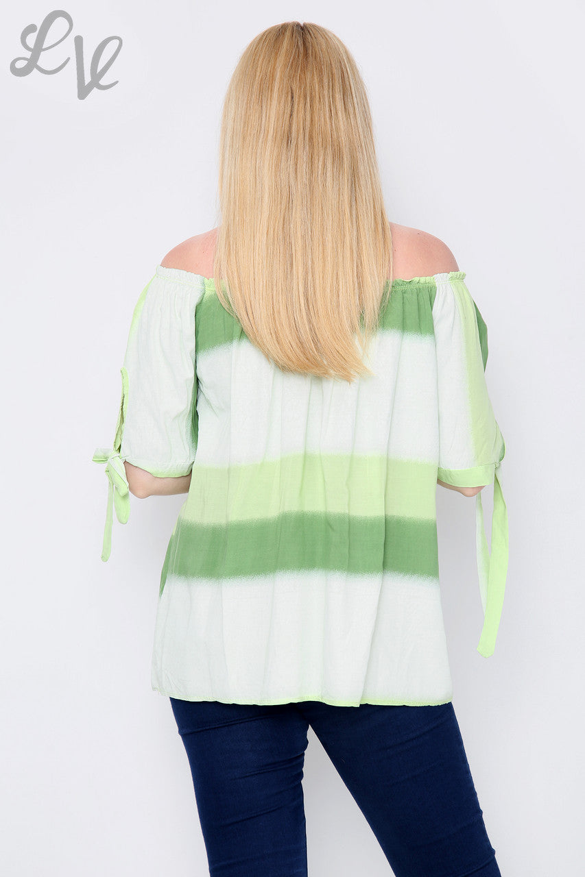 Ladies Gypsy Tie Dye Print Top Lime - Unit Price £9.99