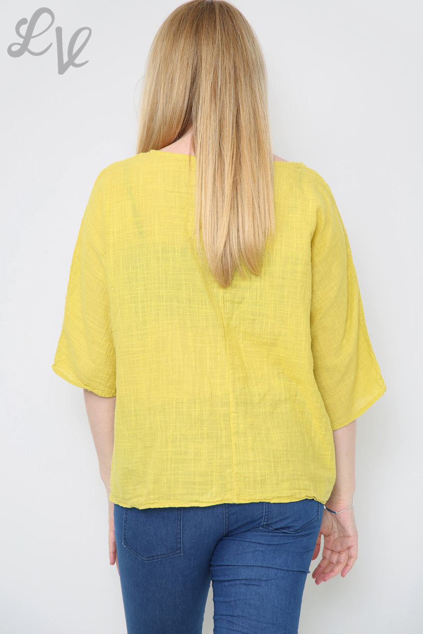 Dames Double Foil Heart Top Mosterd Stukprijs € 7,99