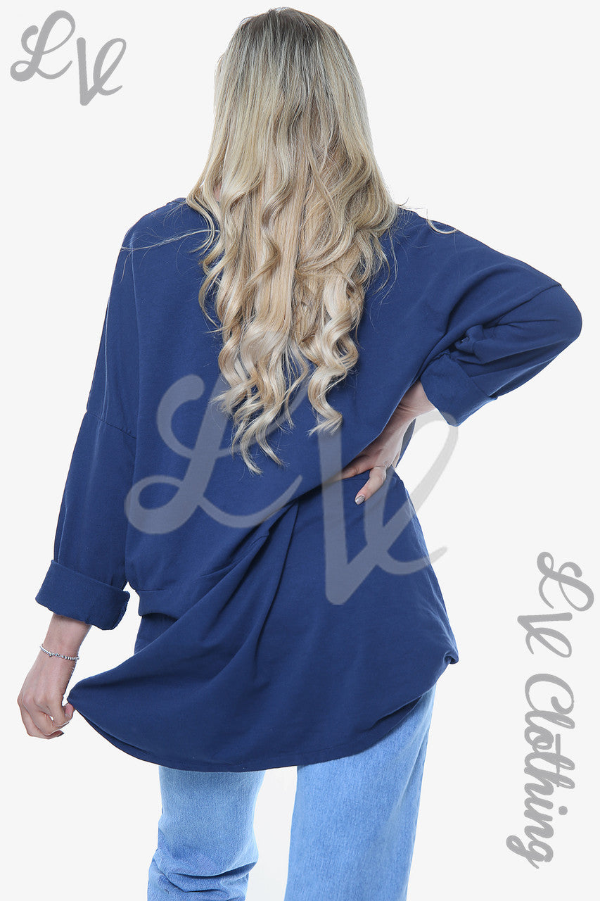 Dames effen sweatshirt met ritssluiting navy Stukprijs £ 12,99 NU £ 6,49