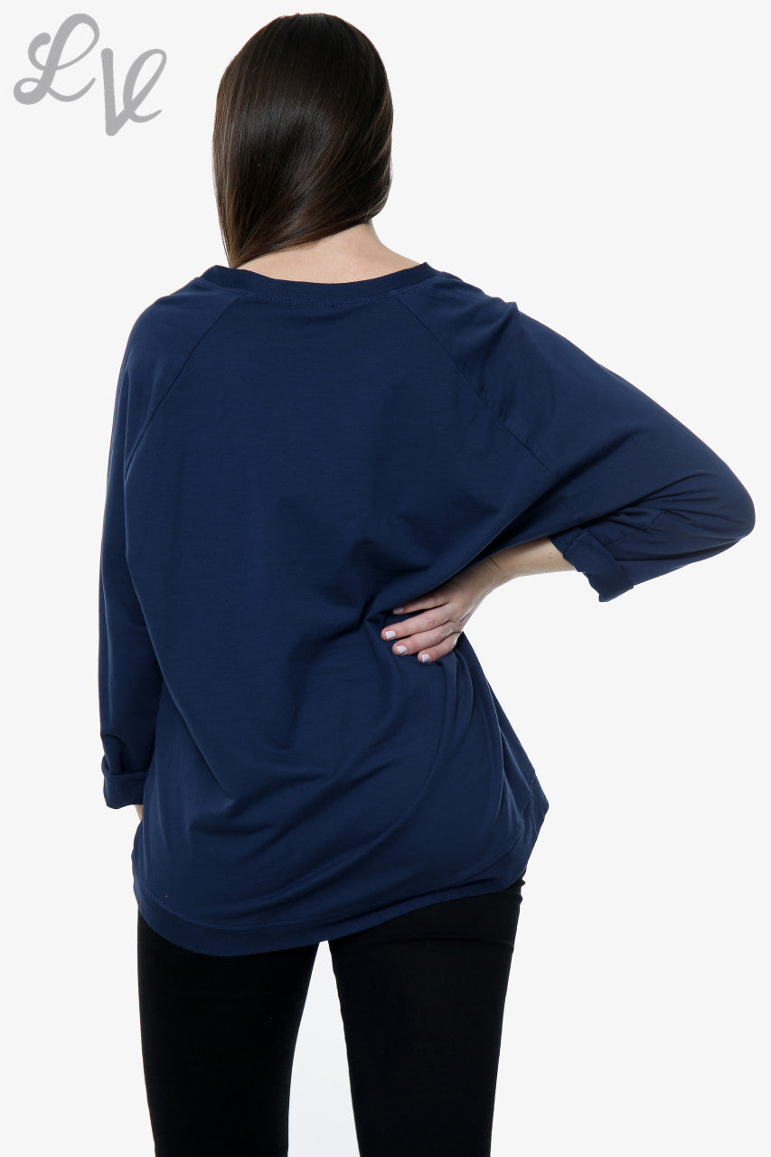 Dames Top met pailletten en vlinderdetail Marineblauw Eenheidsprijs €13,99