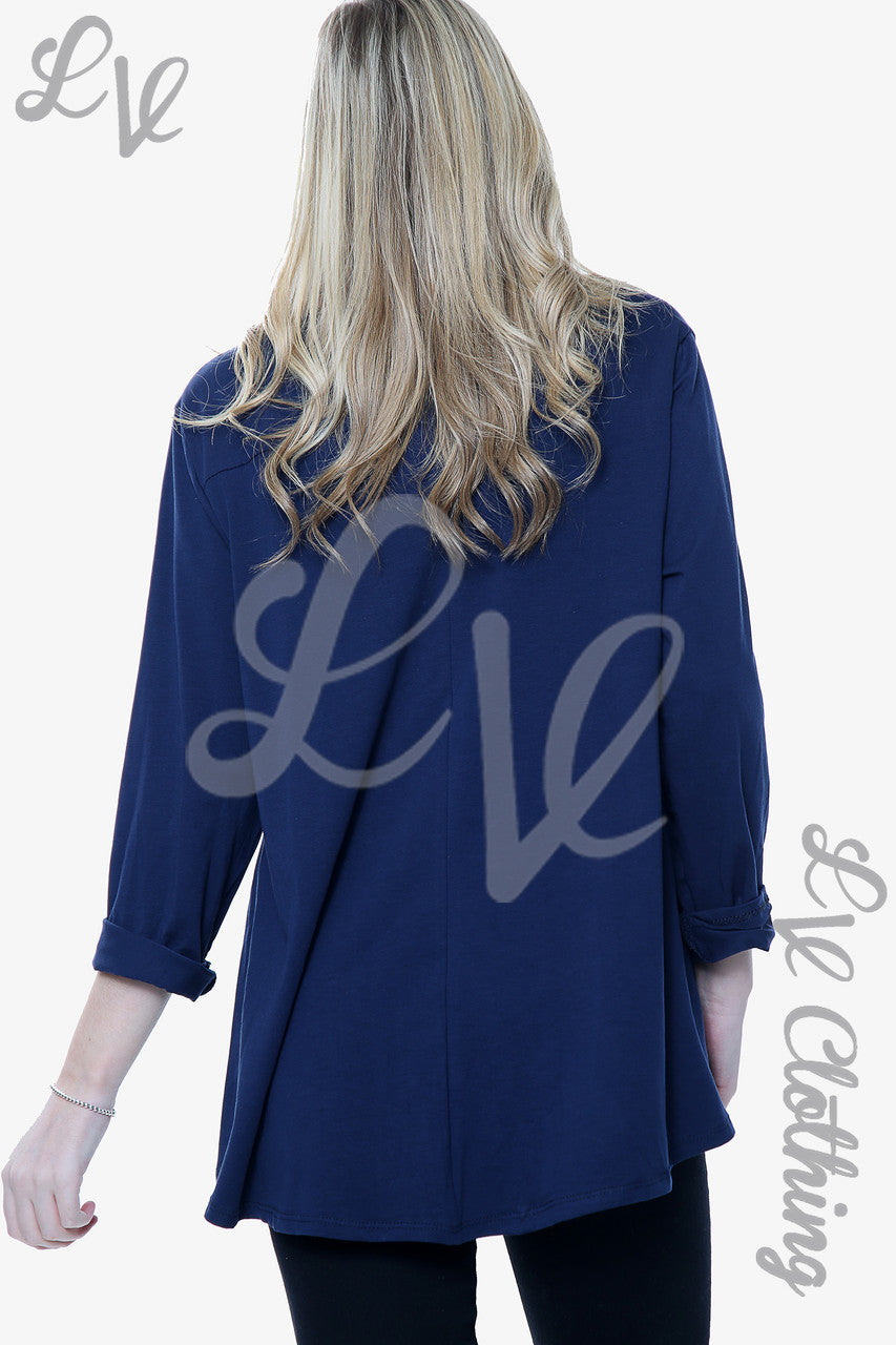 Ladies 2 Hearts Foil Graphic Top Navy Unit Price £6.99