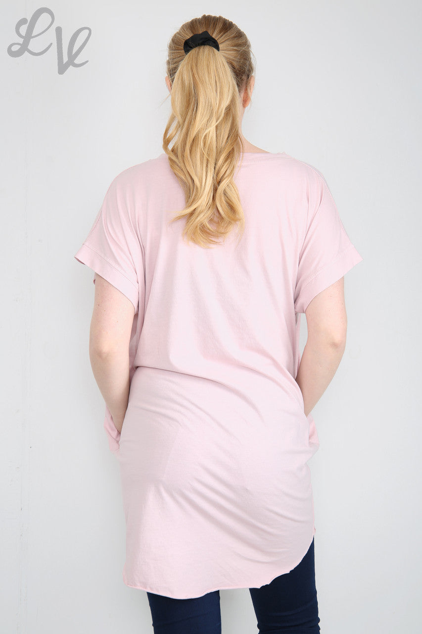 Dames Effen Eenvoudige Tuniek Top Roze Prijs per stuk €7,99