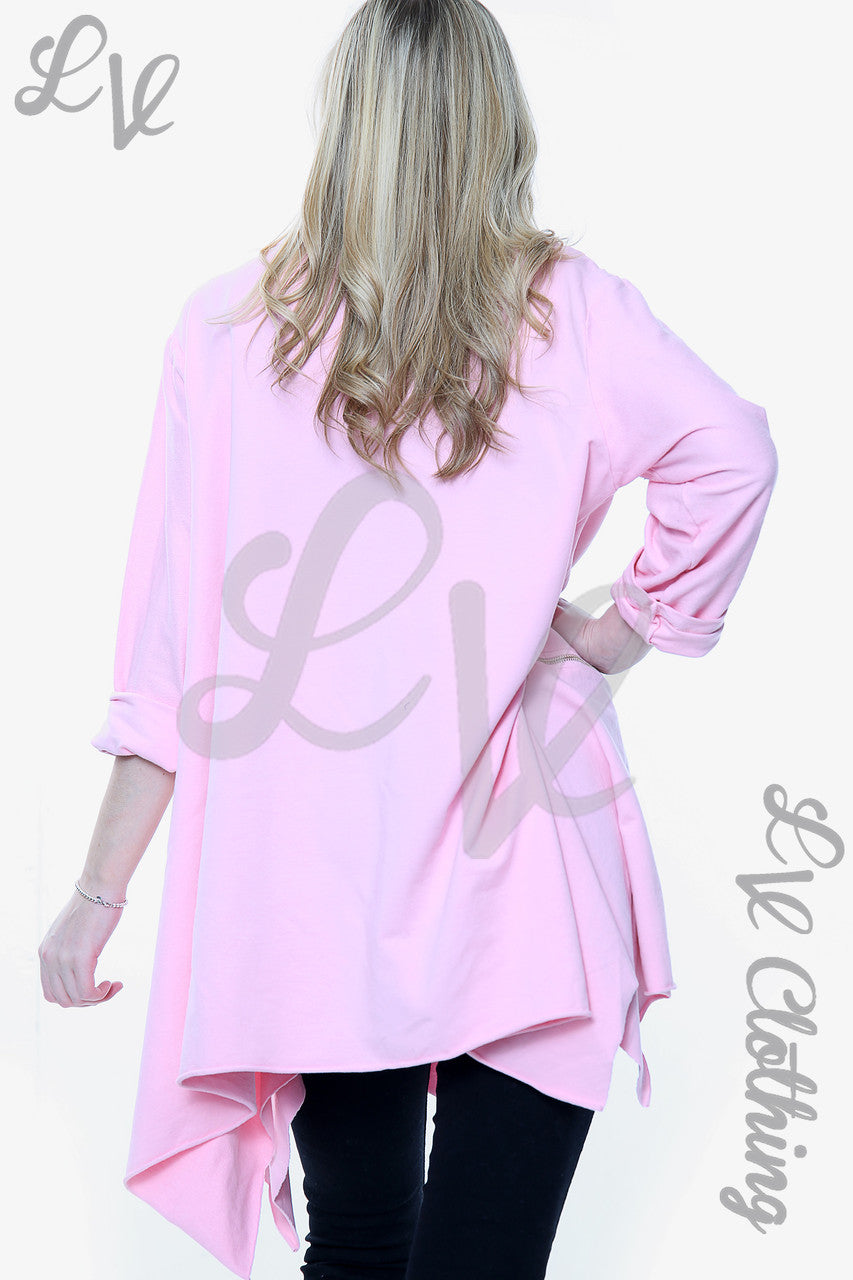 Dames Sweatshirt met Gedrapeerde Zoom en Rits Roze Prijs EERDER €11,99 NU €5,99