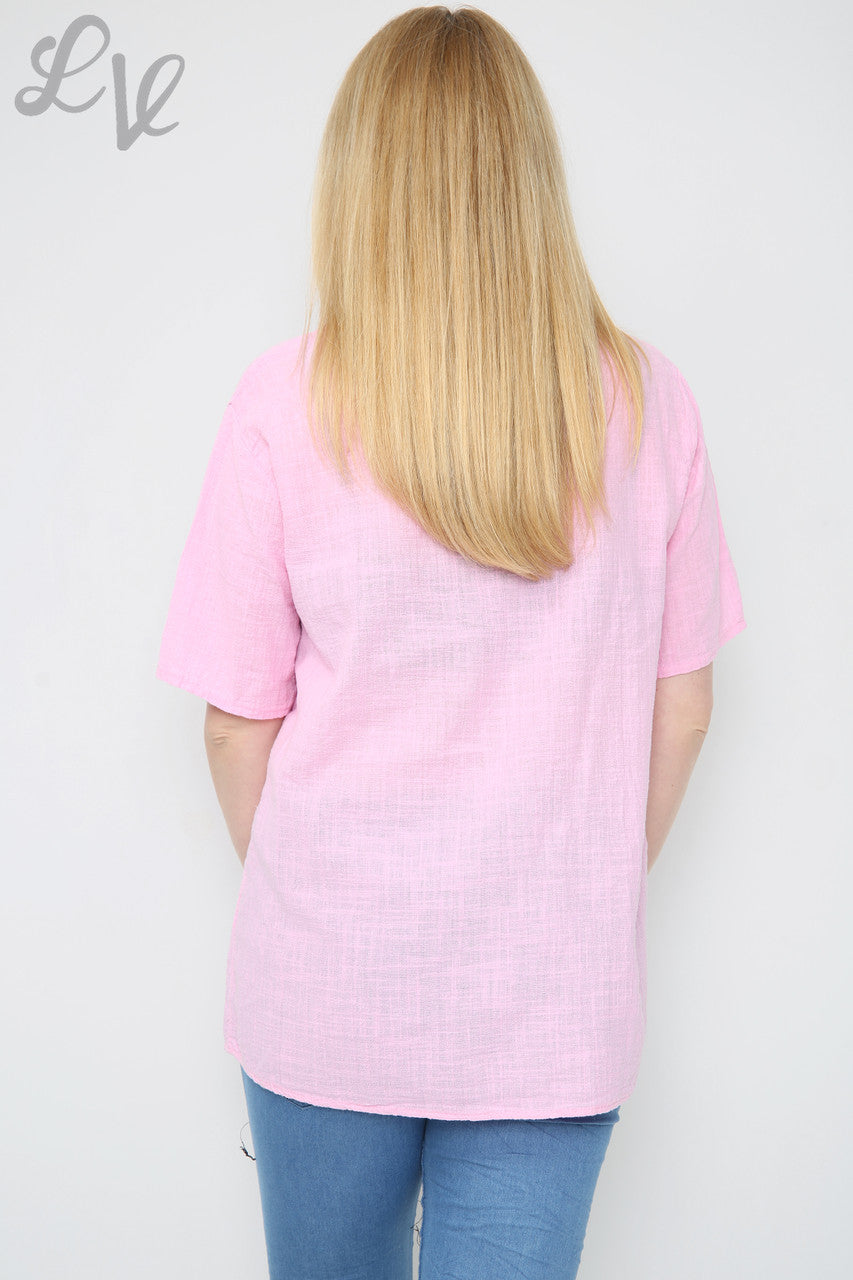 Dames sterren pailletten top roze stukprijs €8,99