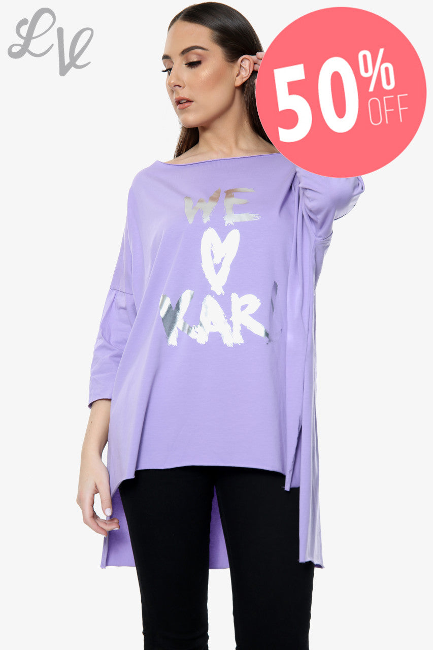 Dames 'We Love Karl' Foil Graphic Top Paars Stukprijs WAS €5,99 NU €2,99