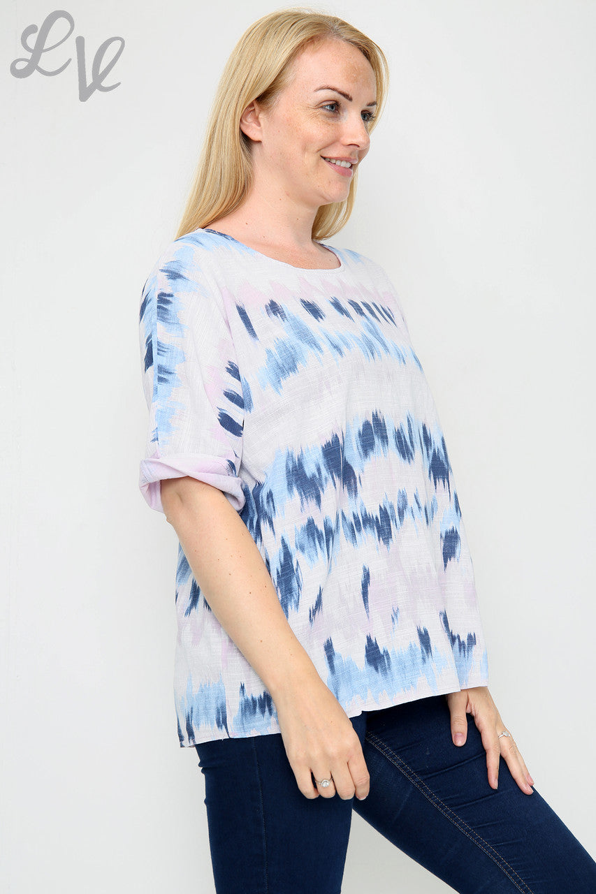 Dames Tie Dye Strepen Print Eenvoudige Top Paars Stukprijs € 7,99