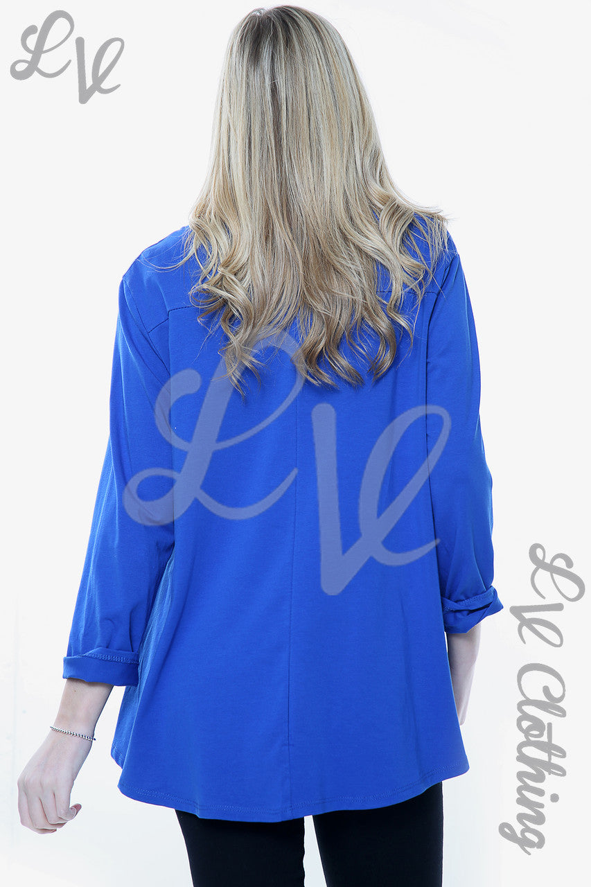 Dames 2 Hearts Folie Graphic Top Koningsblauw Stukprijs €6,99