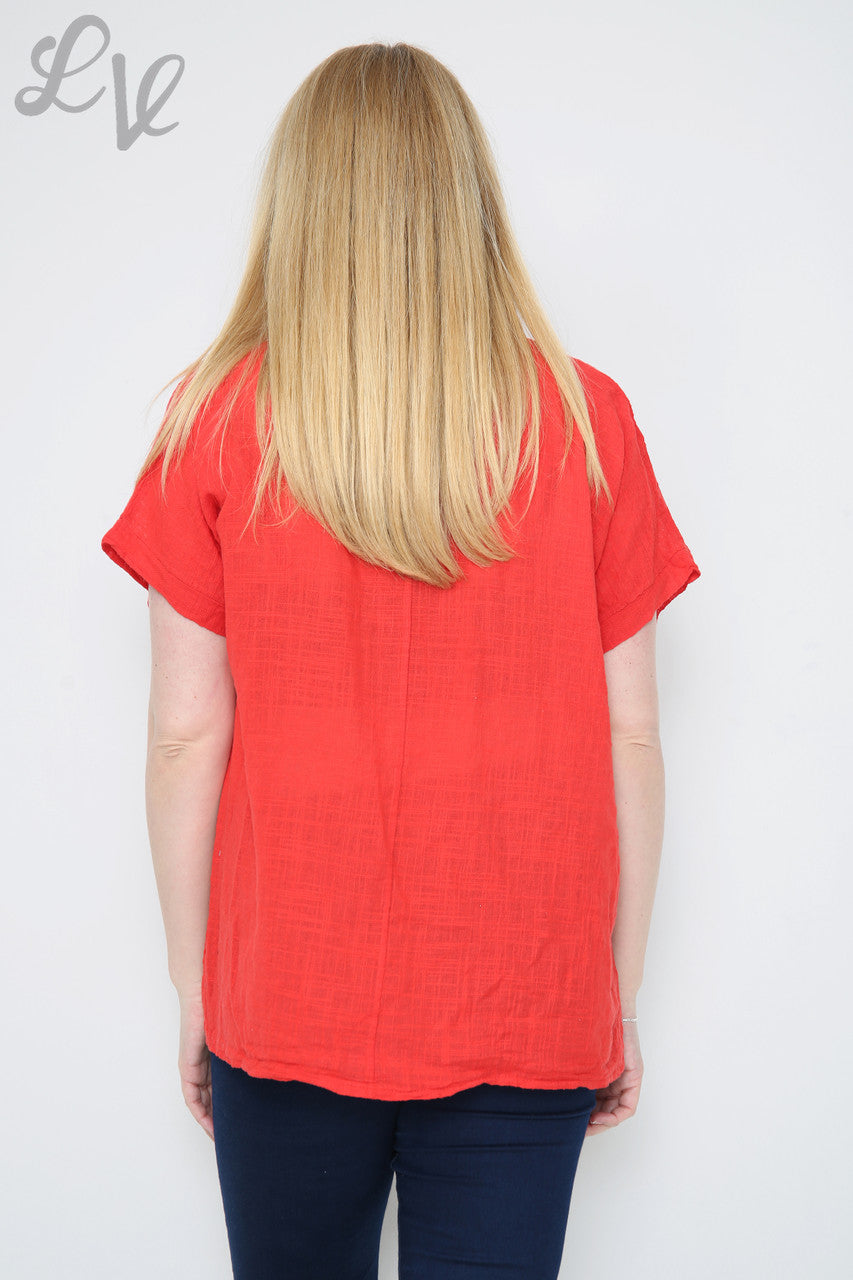 Dames Top met Paardenbloemprint Rood Stukprijs €8,99