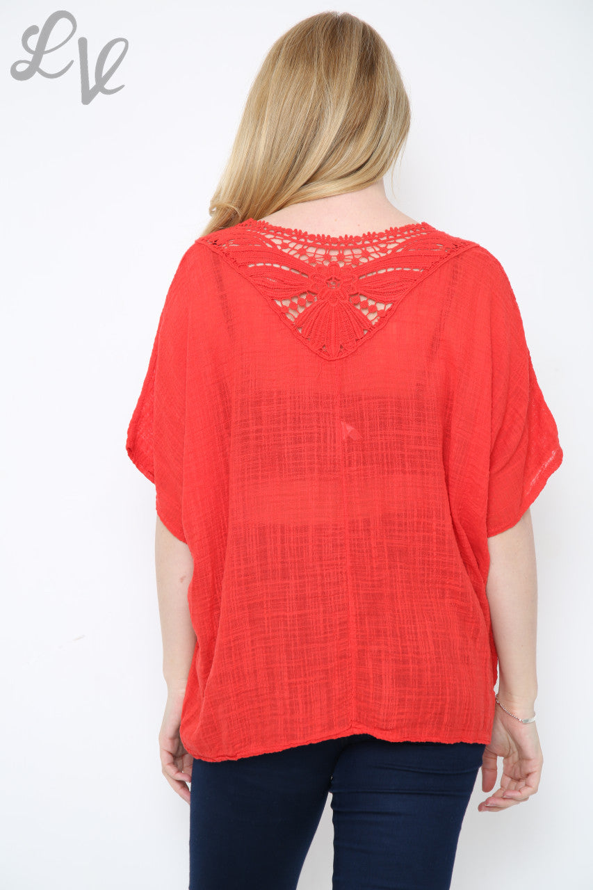 Dames Gehaakte Rugtop Rood Stukprijs € 9,99