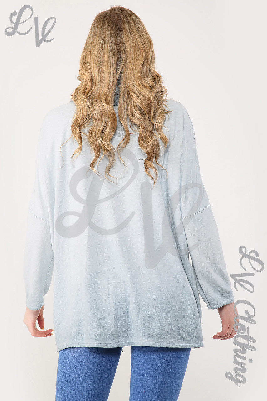 Dames Cirkel Print Oversized Top Met Sjaal Lichtblauw - Stukprijs €17,99