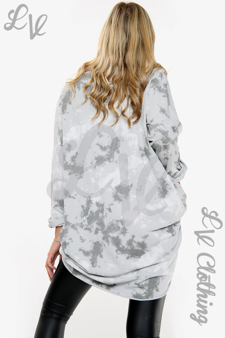 Dameswolkprint Sweatshirt Top Zilver Stukprijs £13,99