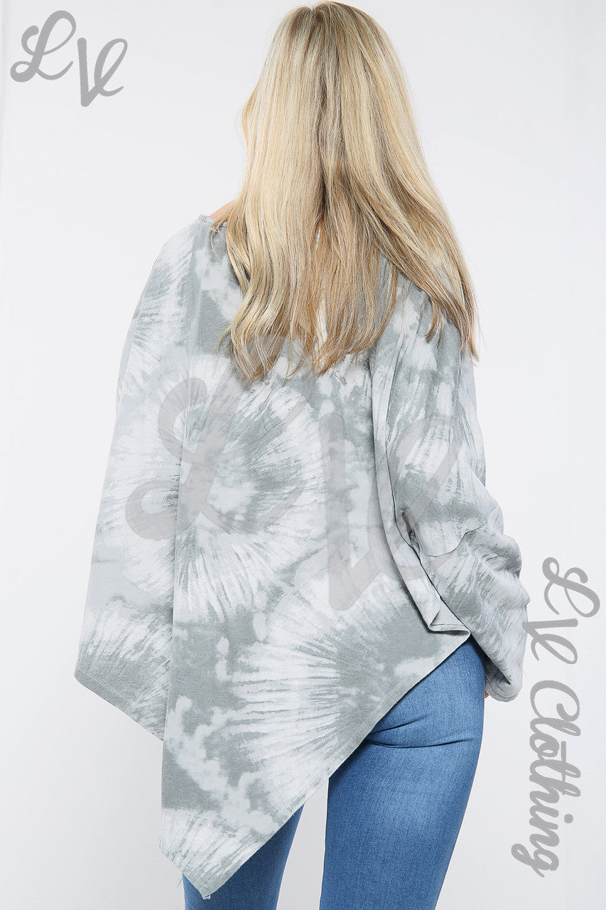 Dames Acid Wash V-hals Top Zilver - Stukprijs €8.99