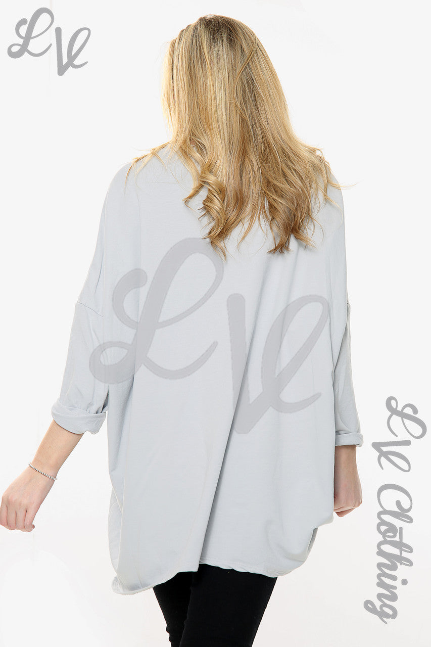 Dames Paintbrush Shapes Print Sweatshirt Top Zilver Prijs per eenheid € 15,99