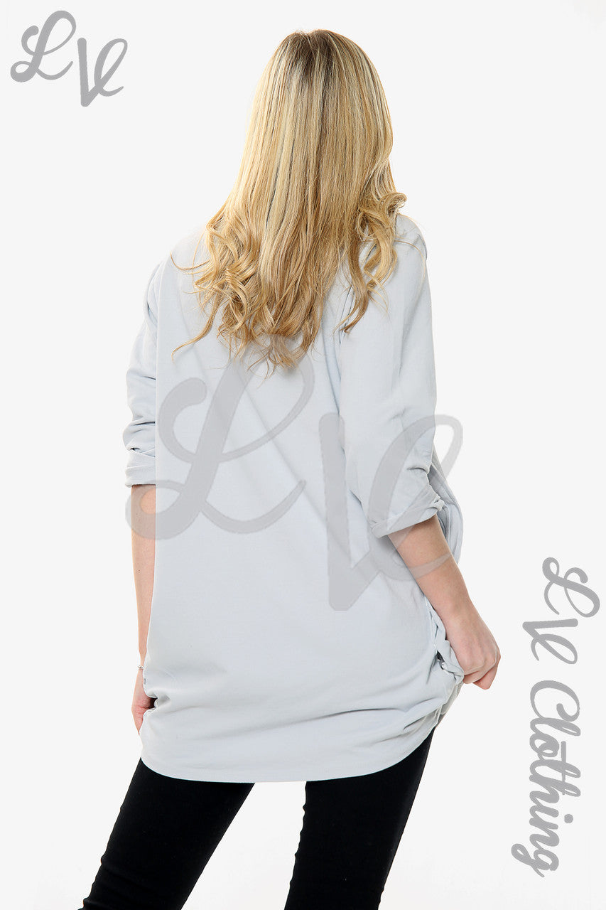 Dames top met sterrenprint, hals- en zoomlijn, zilverstukprijs €15,99